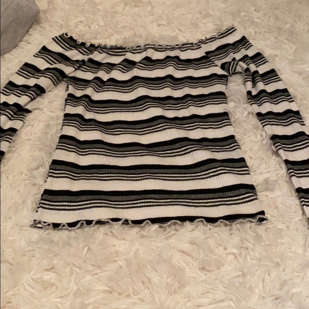 Charlotte Russe off the shoulders striped crop top